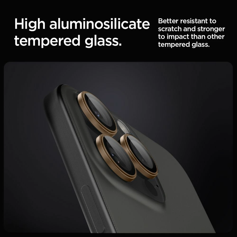 Mbrojtës xhami për kamerë Spigen Optik Pro GLAS.TR EZ FIT, për iPhone 13/14/15 Pro/Pro Max, Kafe, 2 copë