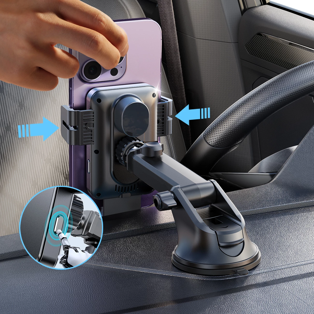 Mbajtës elektrik telefoni Joyroom JR-ZS219 me karikues wireless 15W, i zi