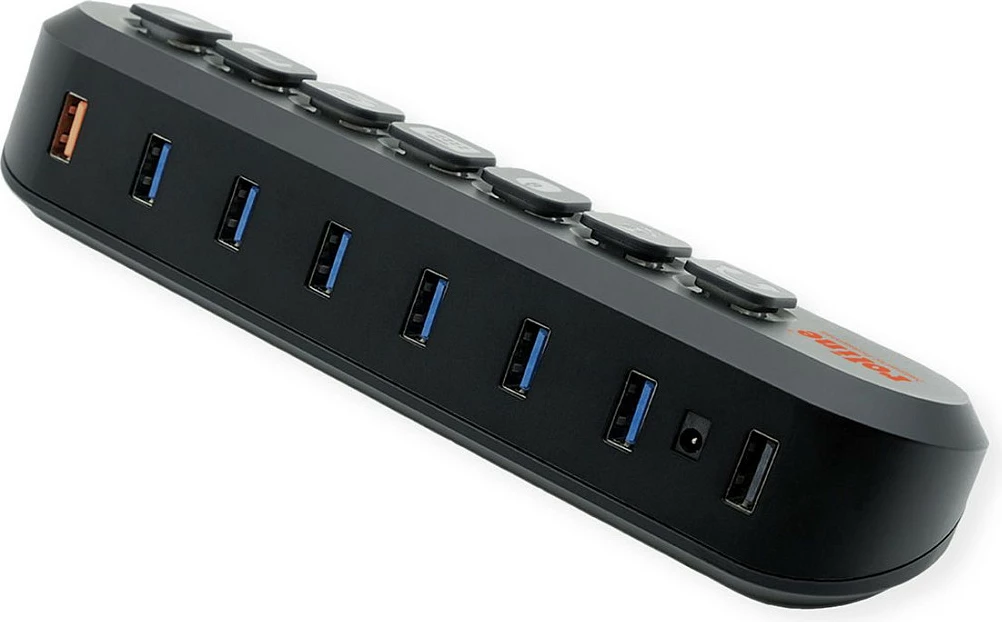 USB hub ROLINE 14.02.5063, 7 porte USB-A 3.2 Gen1, 5Gbps, USB PD 18W, i zi