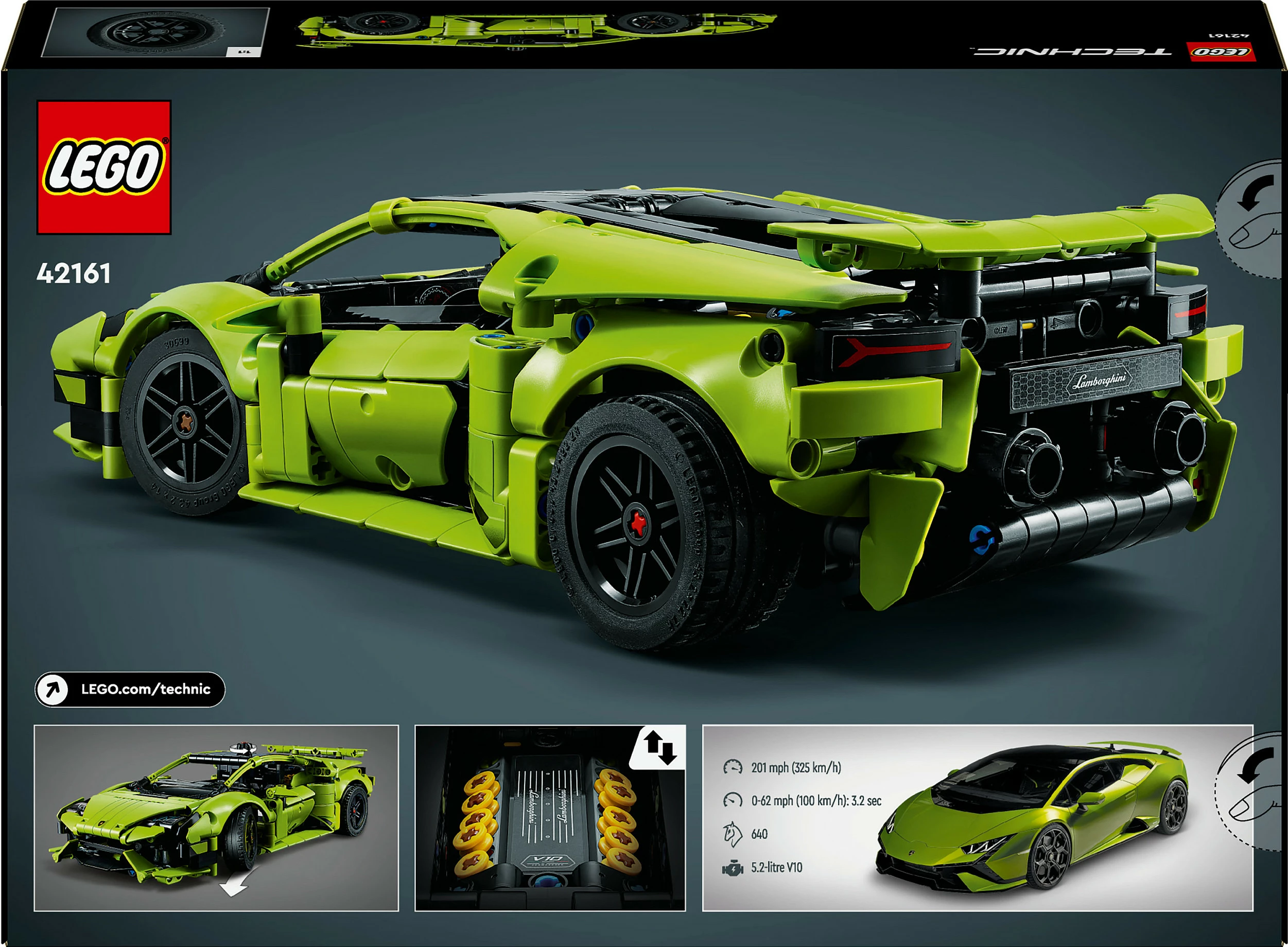 Set ndërtimi LEGO Lamborghini Huracán Tecnica, 806 pjesë, shumëngjyrësh