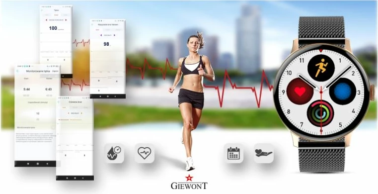 Smartwatch për femra Giewont, rozë gold