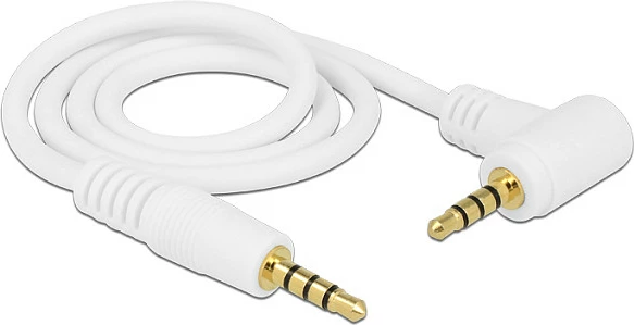 Kabllo AUX audio DeLOCK 84736, 3.5mm mashkull-mashkull, 0.5 m, me kënd, e bardhë