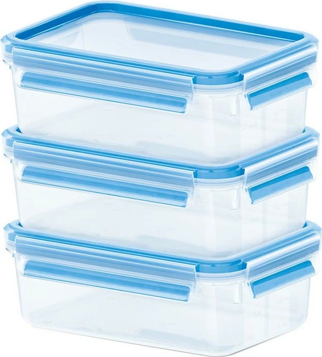 Set enësh plastike Emsa CLIP & CLOSE 3 copë 1L kaltër