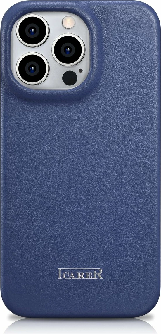 Mbështjellës iCarer CE Premium lëkurë folio për iPhone 14 Pro, MagSafe, Blu