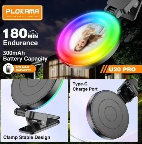 Dritë Unaze LED RGB për Telefon dhe Streaming – Plokama U20 Pro