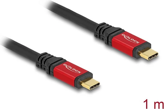 Kabllo USB-C DeLOCK, USB-C në USB-C, 1 m, 10 Gbps, PD 100 W, kuqe/zi