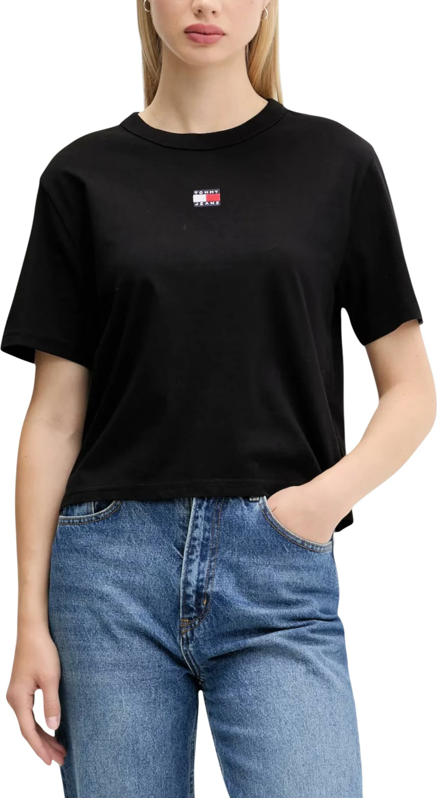 Maicë për femra Tommy Hilfiger Jeans TJW BXY BADGE TEE EX DW0DW22202, e zezë