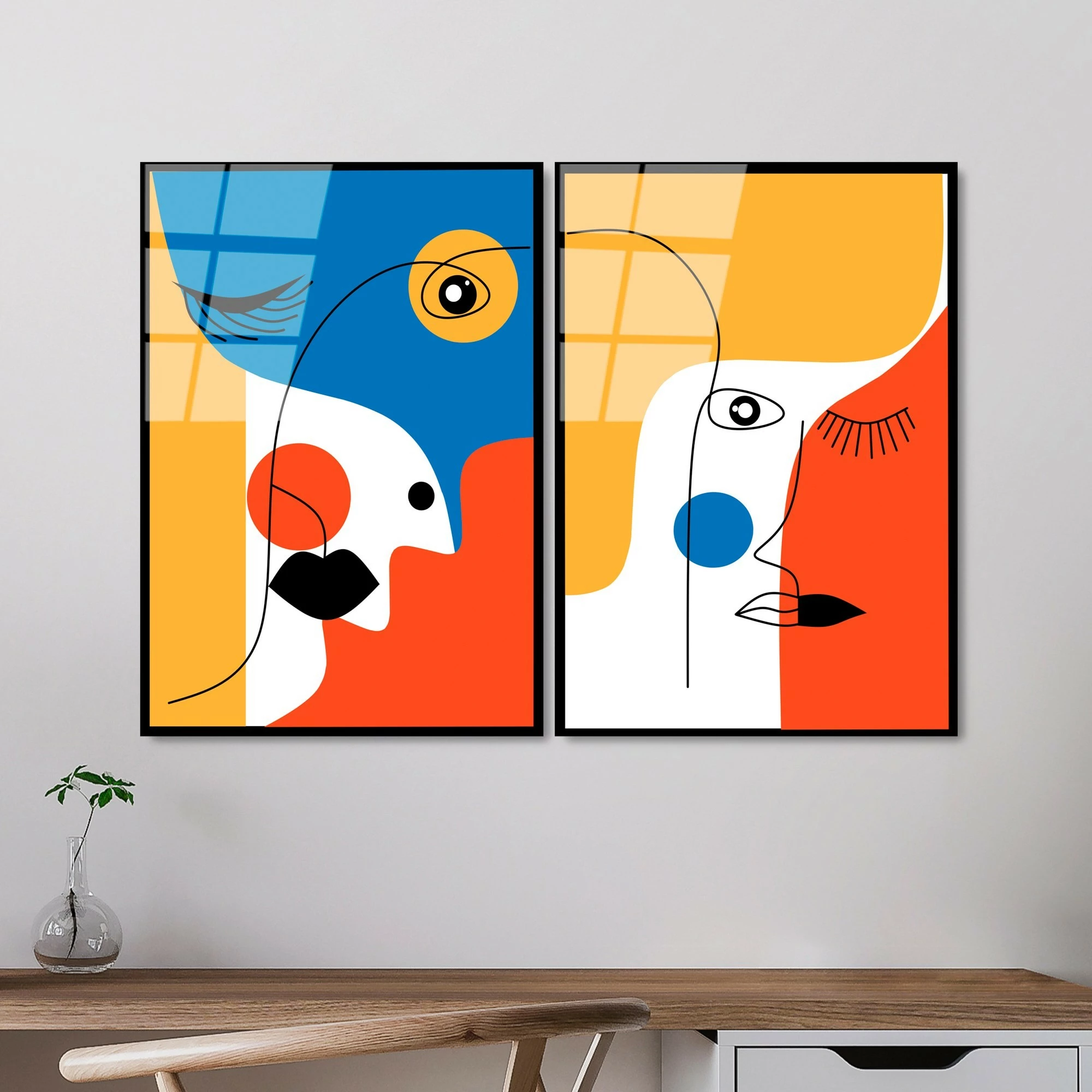 Pikturë dekorative prej xhami të temperuar (2 copë), Wallity, UV-950, 45x65cm