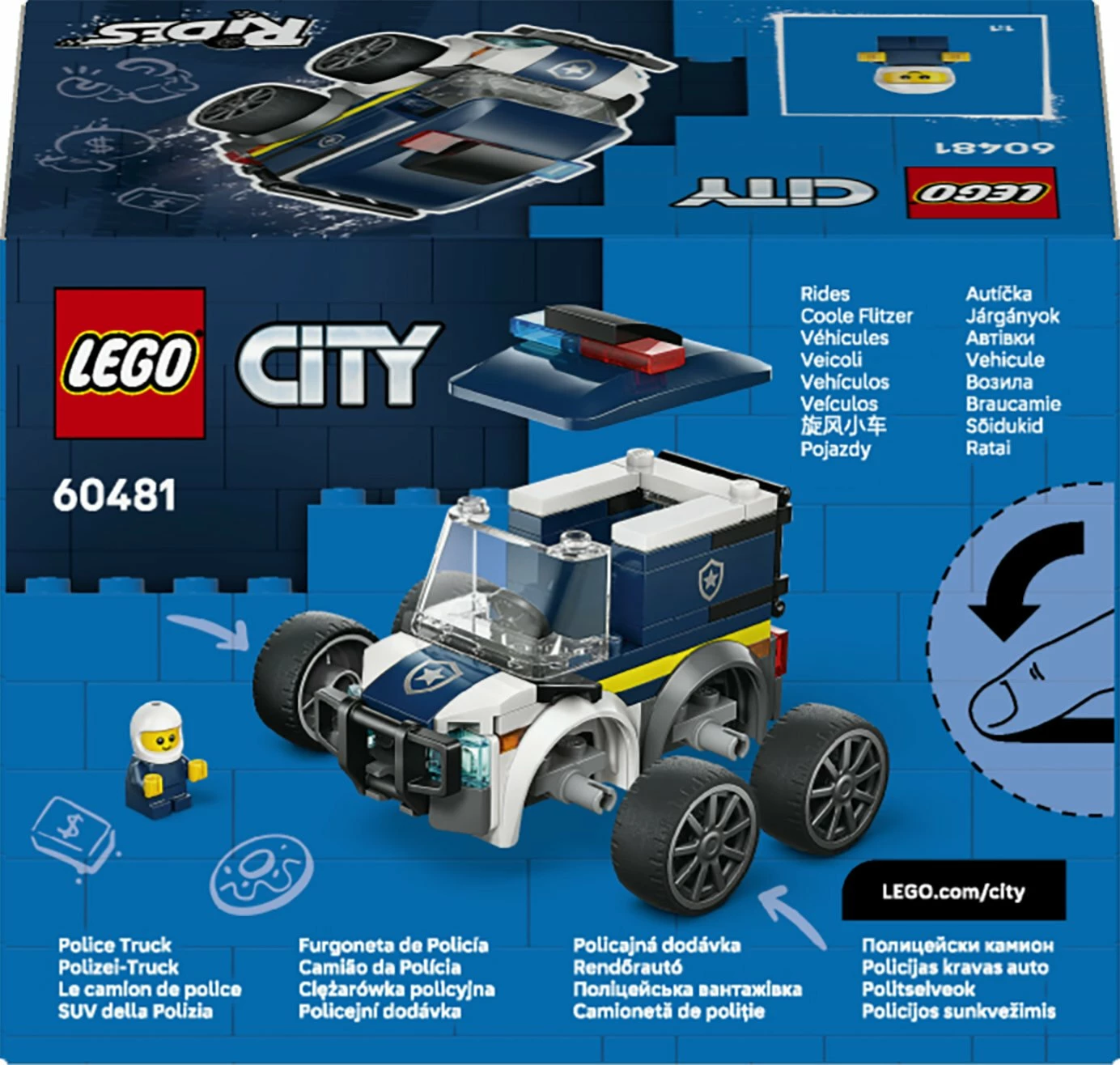 Set LEGO City Vehicles Police Truck 60481, 71 copë, 5+