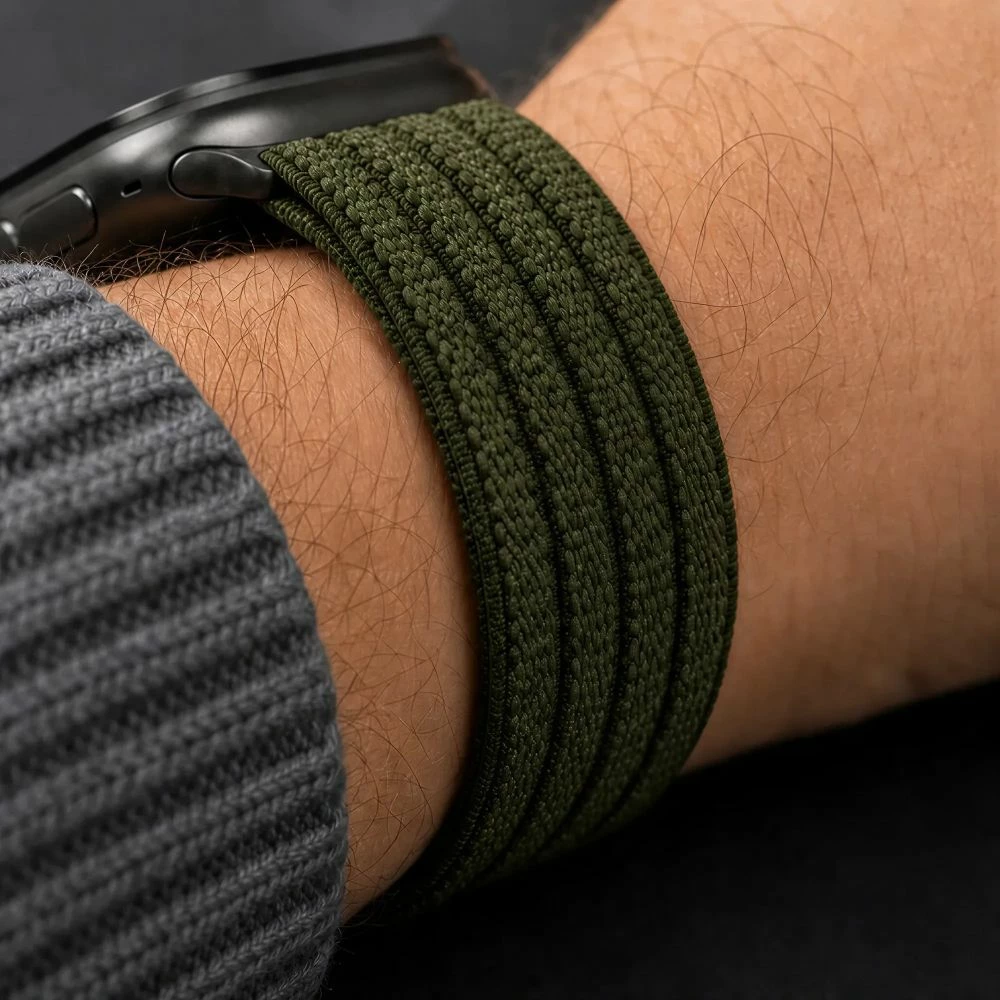 Rrip sport najloni Tech-Protect Nylon Sport për Apple Watch 44/45/46/49 mm, mbyllje Velcro, jeshile ushtarake, 1 copë