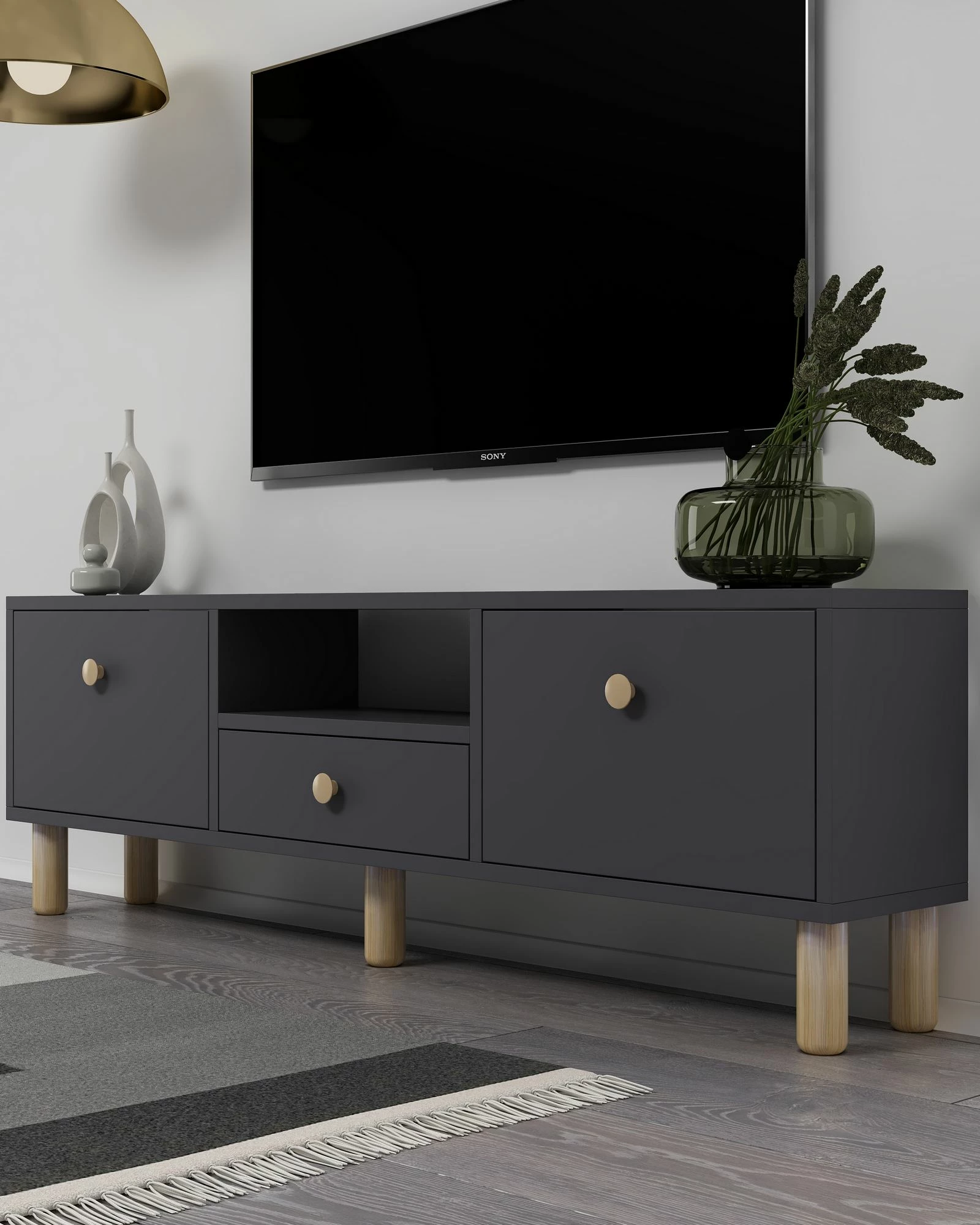 Komodë TV Skye Decor, anthracite, sapphire oak, 1310-DROP-1