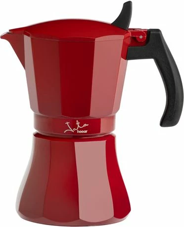 Aparat kafeje italiane (moka) JATA HCAF2009, 9 filxhanë, trup alumini, i përshtatshëm për induksion, i kuq