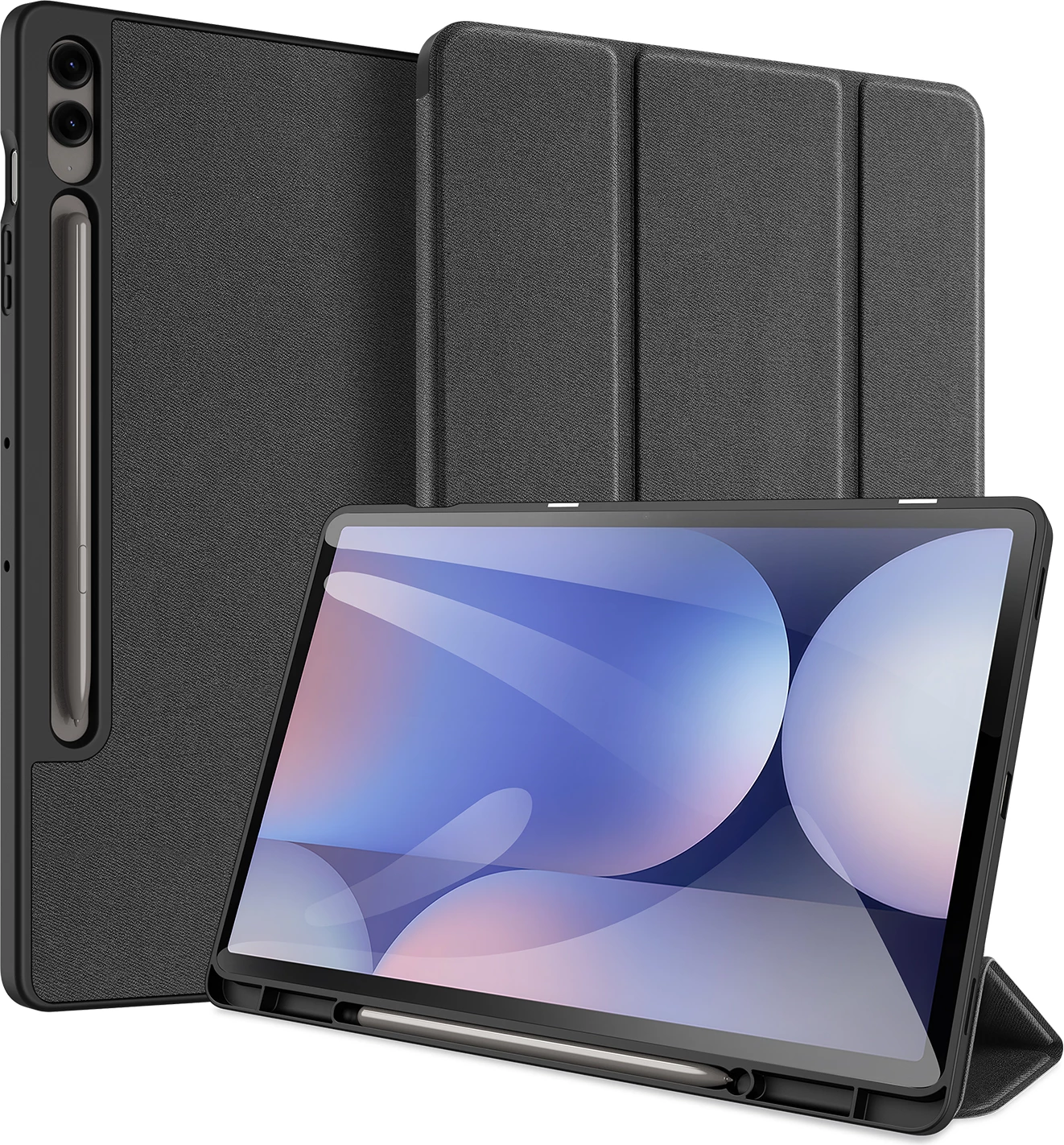 Mbështjellës tablet Dux Ducis Domo për Samsung Galaxy Tab S10+, S9+, S9 FE+, ECO lëkurë PU, me stand dhe kapak, e zezë