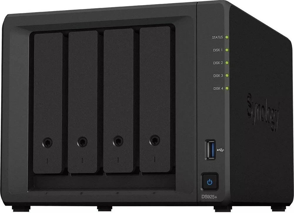 NAS Synology DS925+, 4 vende disqe, 4GB RAM DDR4 ECC, AMD Ryzen V1500B, i zi