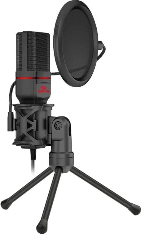 Mikrofon gaming Redragon Seyfert GM100 kondensator omnidireksional 3.5mm AUX me tripod, i zi