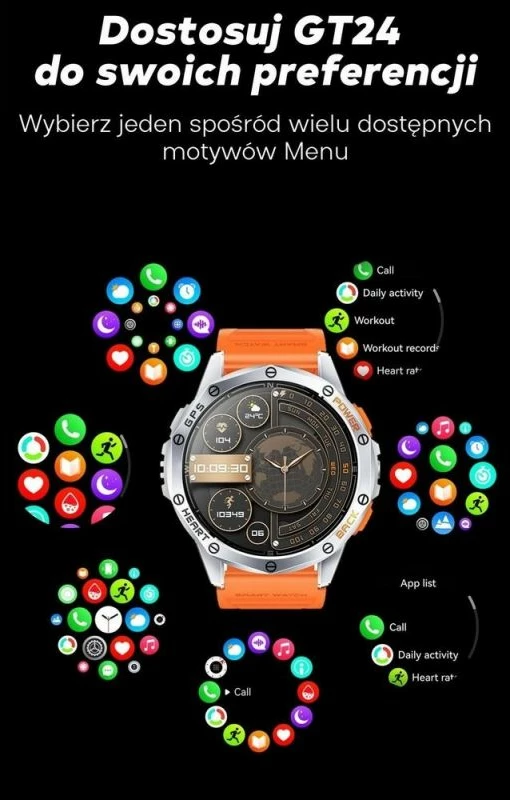 Smartwatch për meshkuj Gravity, rrip i zi dhe i kaltër