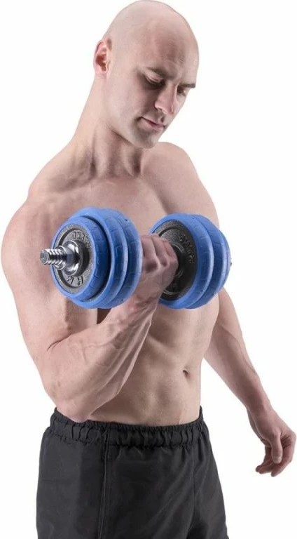 Set pesha 2-në-1 barbell dhe dumbbell HMS, unisex, argjend e kaltër