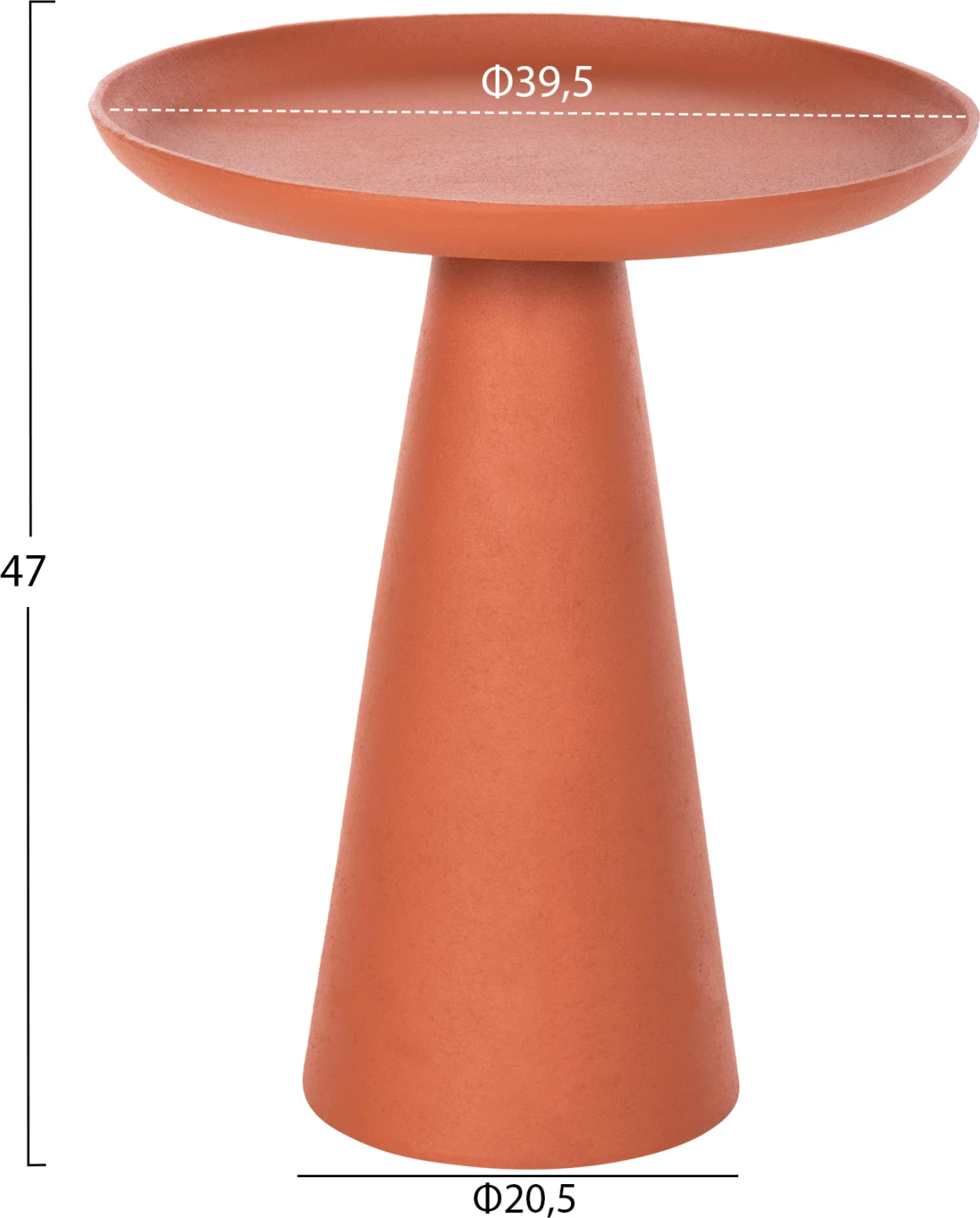 Tavolinë anësore DELCON FH4247.06 metalik, ngjyrë portokalli, Φ39,5x47H cm