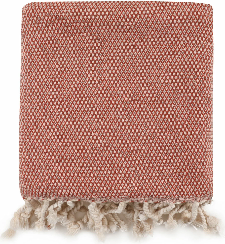 Peshqir plazhi Fouta, model Honeycomb, ngjyrë e kuqe pllake, Mijolnir Likya, 95x190cm