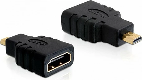 Adapter HDMI micro D në HDMI A DeLOCK, High Speed me Ethernet, i zi