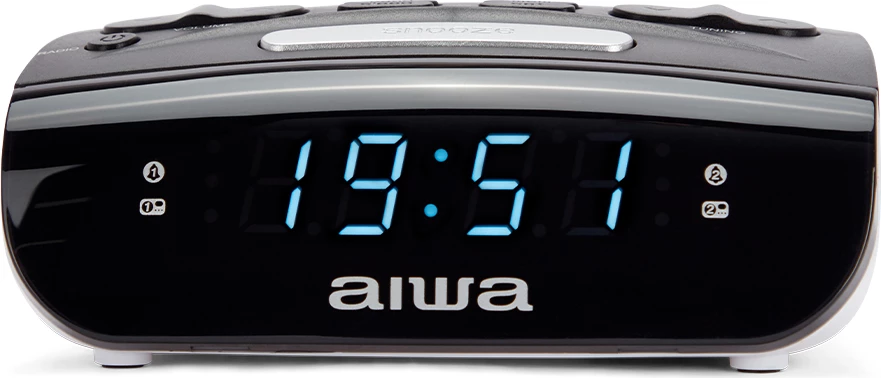 Orë alarmi me radio Aiwa CR-15, MW/FM PLL, dual alarm, ekran LED 0.6", e zezë