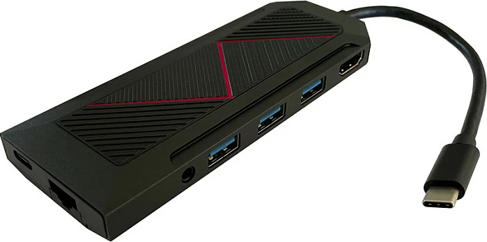 USB-C hub LC-Power LC-HUB-C-MULTI-6-RGB, 6 porta, HDMI 4K, LAN, 100W PD, i zi