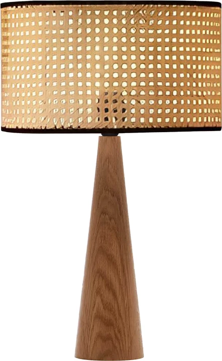 Llambë tavoline Retroa, dru ahu, ratan PE, ngjyrë natyrale, D24x38cm
