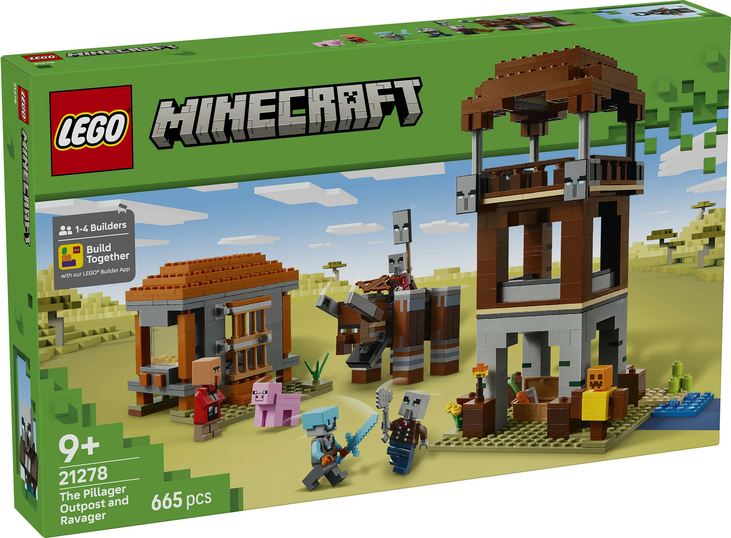 Set ndërtimi LEGO Minecraft The Pillager Outpost and Ravager 21278, 665 copë, shumëngjyrësh