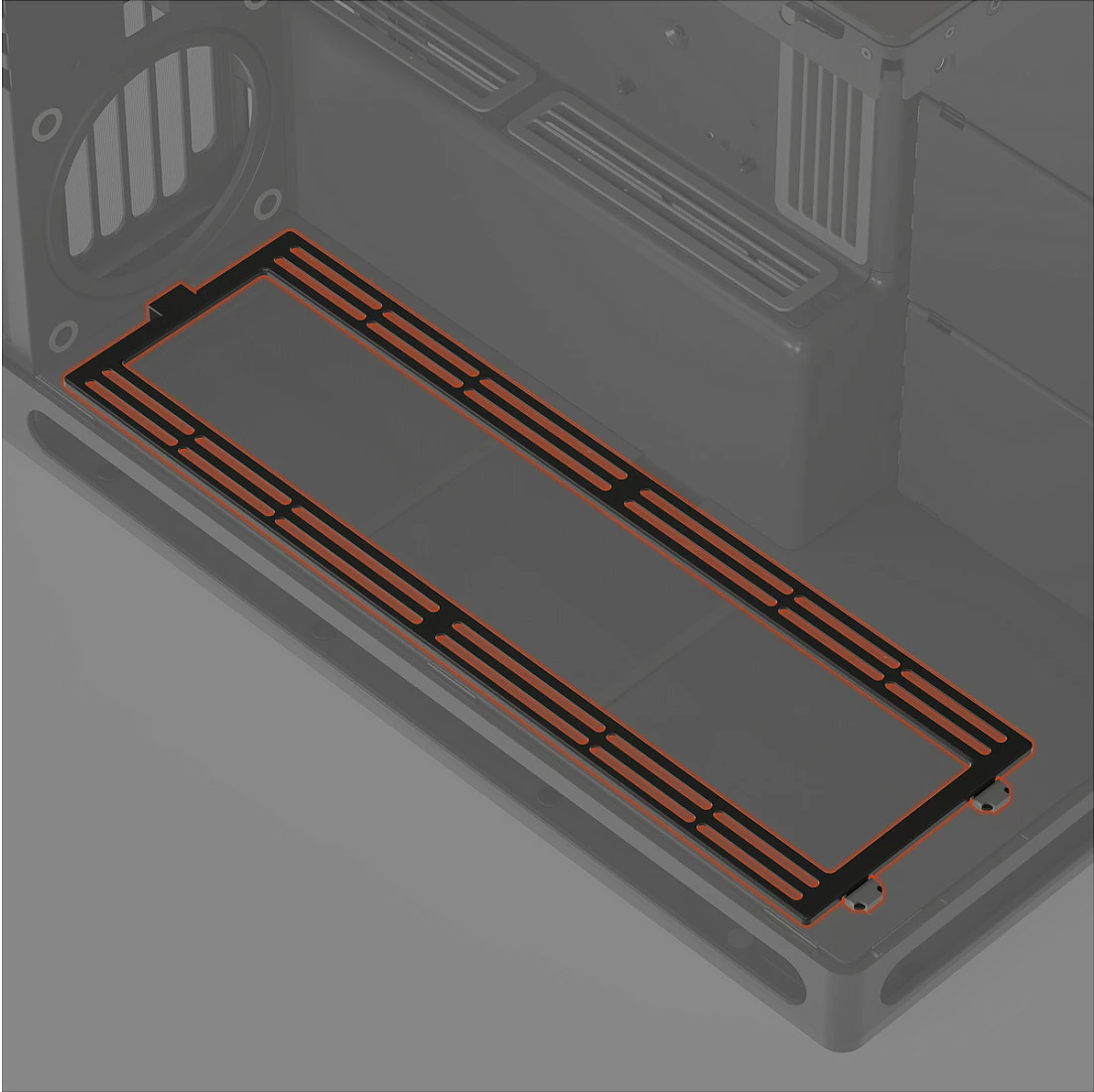 Mbajtëse poshtme ventilatorësh për kasë HAVN HS 420, 420mm, e zezë
