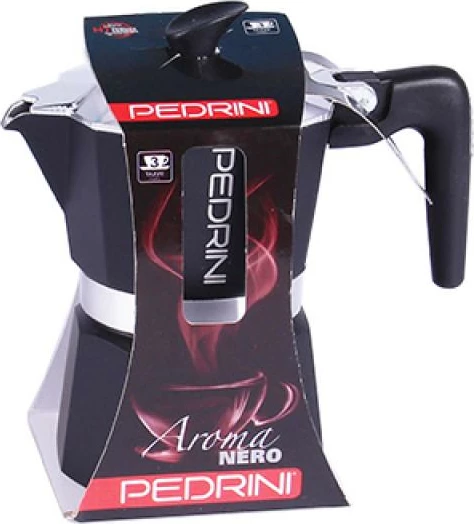 Kafeteri moka, Pedrini, Aroma Nero 91138, 3 filxhanë, alumin, gri e errët