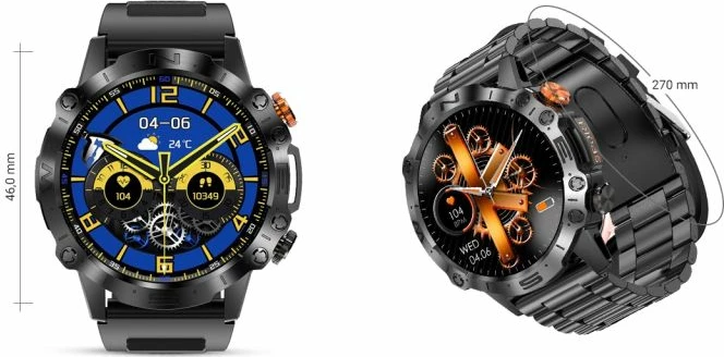 Smartwatch Gravity për meshkuj, e zezë