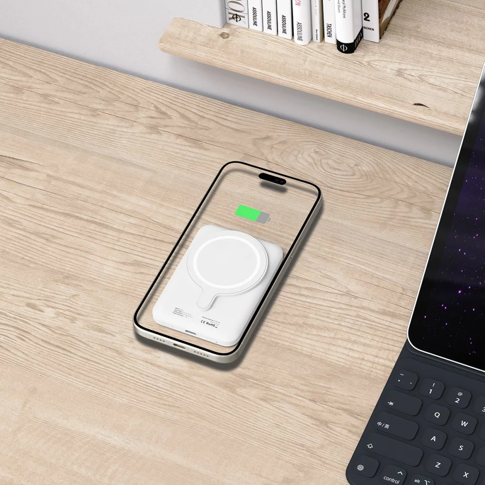 Powerbank Tech-Protect LifeMag PB10, 5000mAh, MagSafe, USB-C, Bardhë
