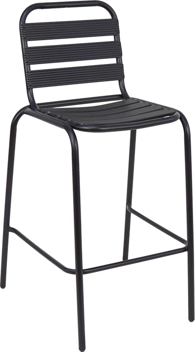 Karrige për bar Sussie, metal i zi me slata alumini, 58x58x111cm