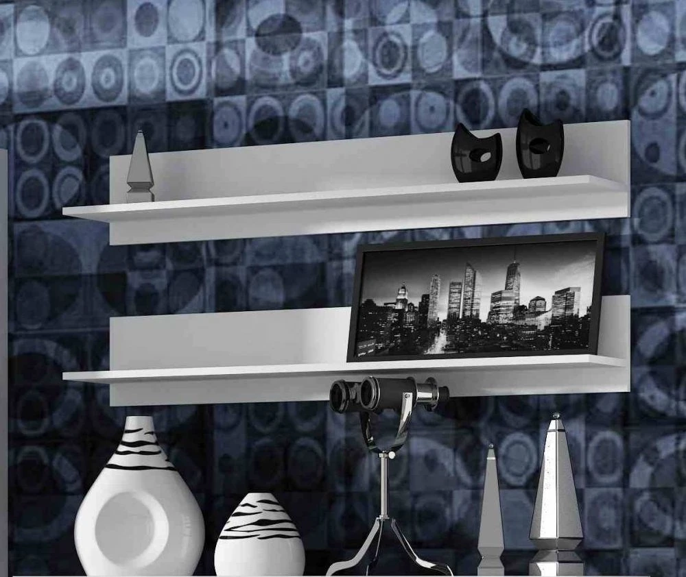 Rafte Cama, 125cm, 2 copë, të bardha mat