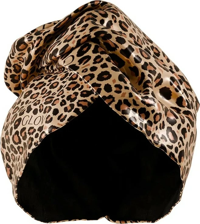 Turban për flokë Glov Double-sided Microfiber and Vegan Satin për femra Cheetah, 1 copë