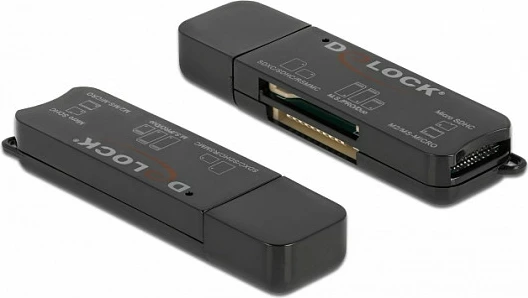 Lexues kartelash DeLOCK SuperSpeed USB 3.2 Gen 1 Type-A, SD/microSD/MS, 5 Gbit/s, i zi