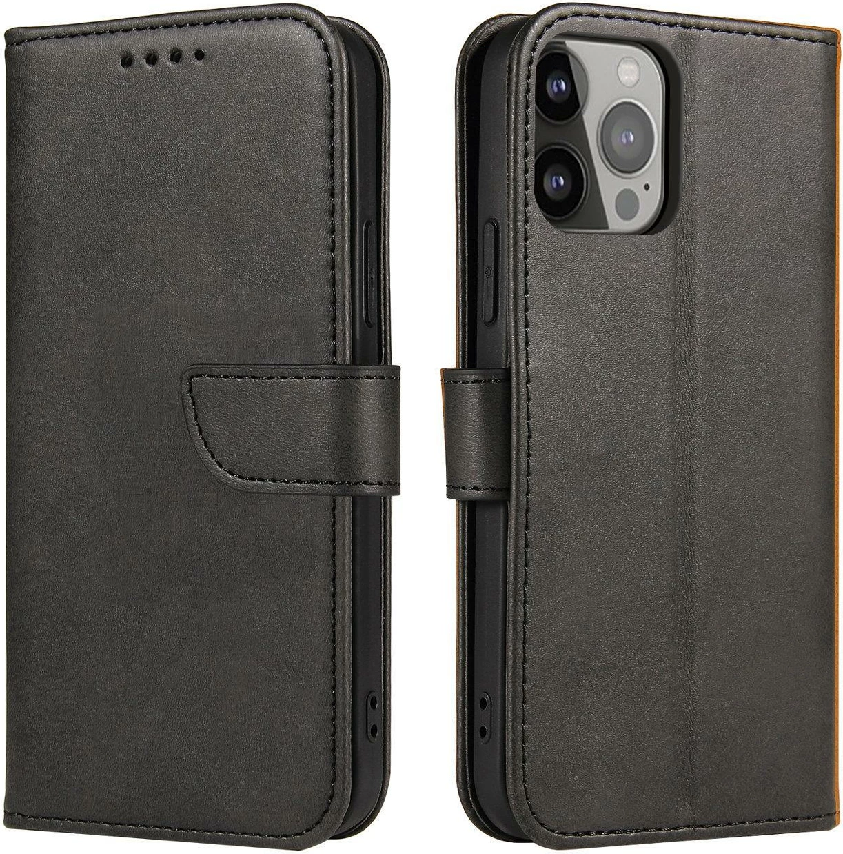 Mbështjellës magnetik për celular Hurtel për Xiaomi 14 Pro me kapak dhe portofol, i zi