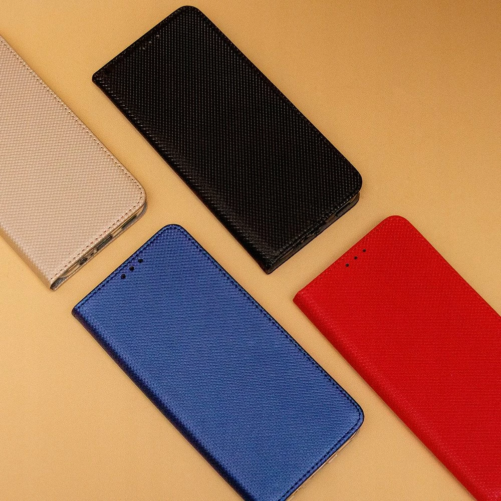 Mbështjellës nemo Magneto për Samsung Galaxy S25, flip me mbyllje magnetike, me stand dhe xhep kartelash, blu navy, set me qelq të kalitur