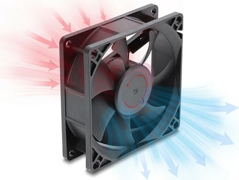 Ventilator për kasë DeLOCK 80 x 80 x 25 mm, 48V DC, 4-Pin PWM, i zi