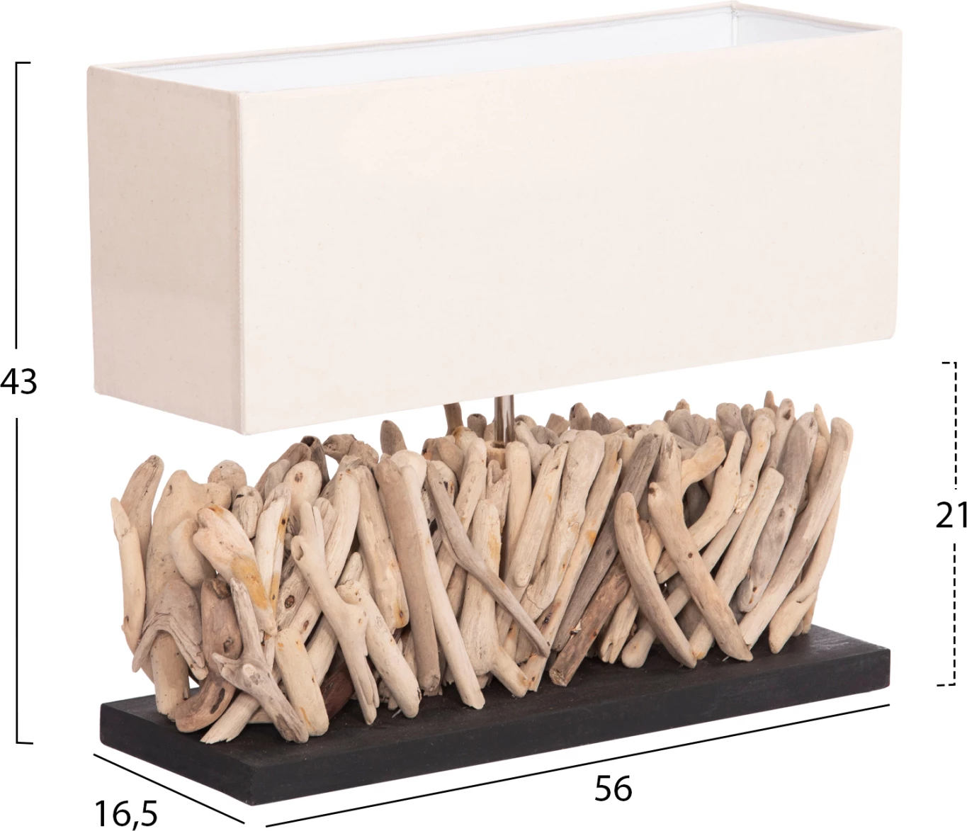 Llambë tavoline drejtkëndore TWIGGY FH4434 dru i sjellë nga deti & kapak i bardhë 56x16.5x43Hcm