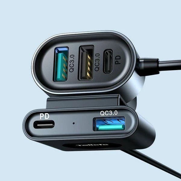 Karikues veture Joyroom JR-CL05 72W 5 porta (3x USB-A + 2x USB-C) 3A, kabllo 1.5m, e zezë