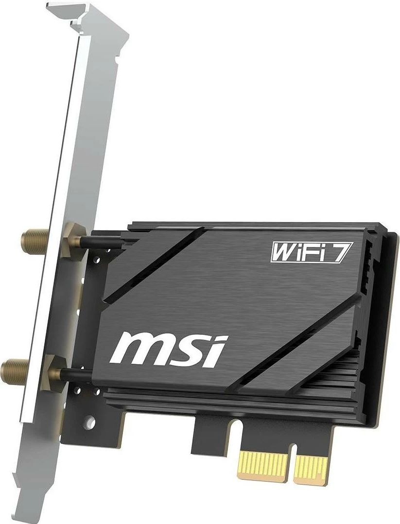 Kartë rrjeti MSI HERALD BE6500, WiFi 7 PCIe, Bluetooth 5.4, tri-band, e zezë