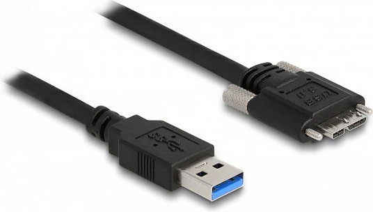 Kabllo USB DeLOCK USB 3.2 Gen 1 Type-A në Micro-USB B me vida, 3 m, 5 Gbps, e zezë