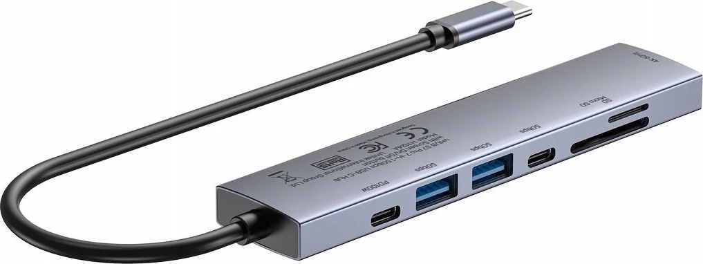 Hub USB-C Unitek H1124AGY01 7-në-1, 4K@60Hz, PD 100W, HDMI On/Off, 5 Gbps, Space Grey