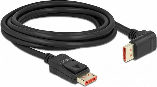 Kabllo DisplayPort DeLOCK 1.4, 3m, 8K 60Hz, 90° e kënduar, e zezë
