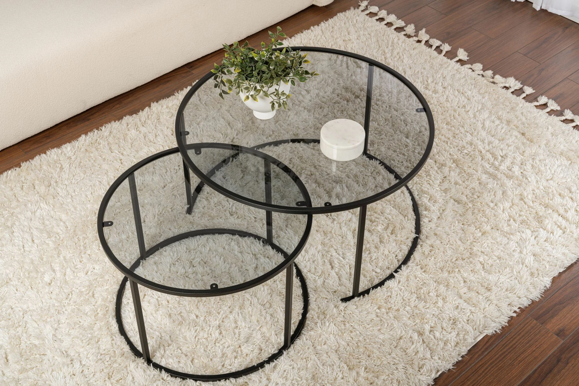 Set tavolinash kafeje Skye Decor, e zezë-gri, 80-60