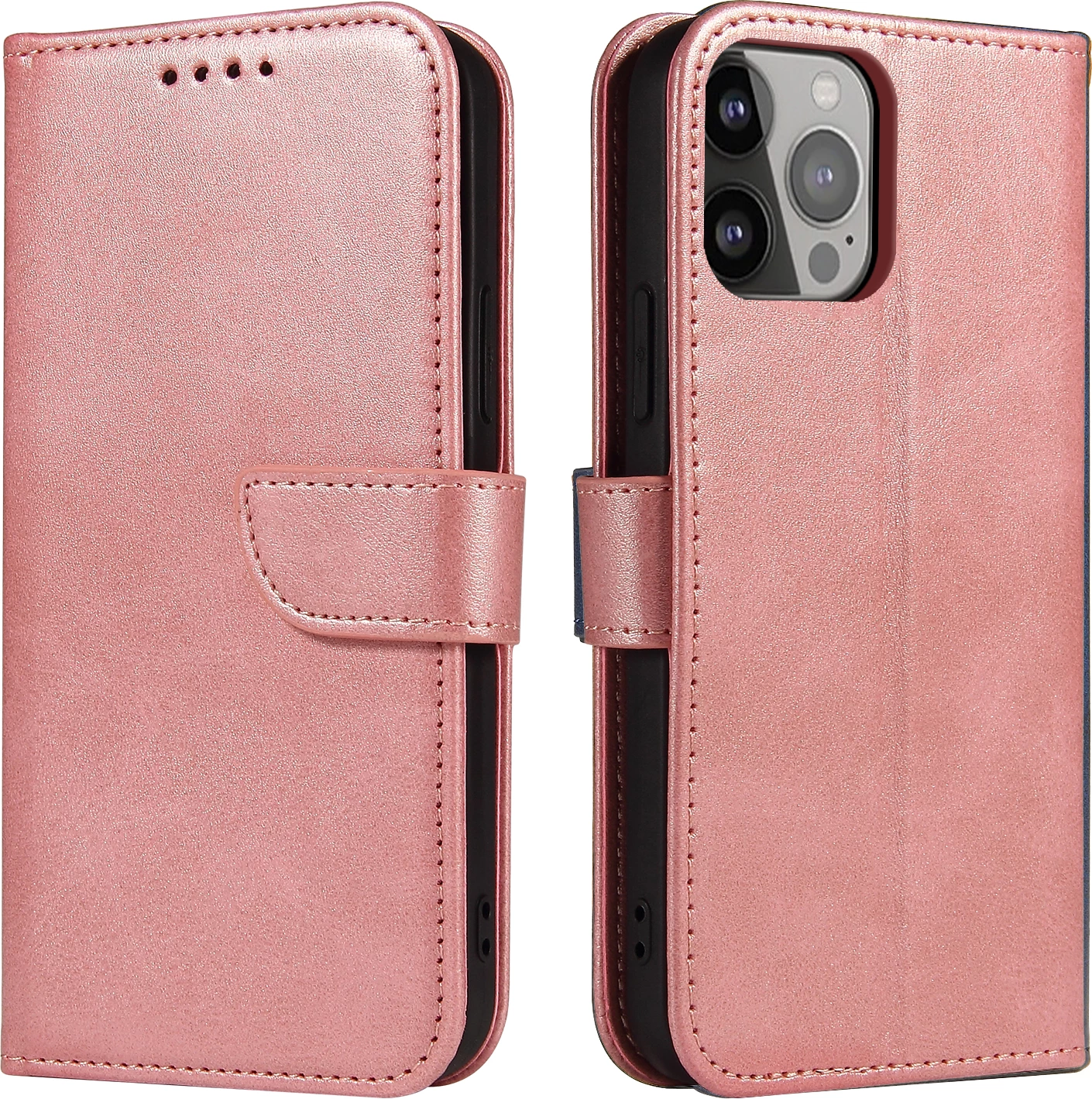 Mbështjellës Hurtel Magnet Case bookcase me kapëse, për iPhone 13 Pro, Rozë