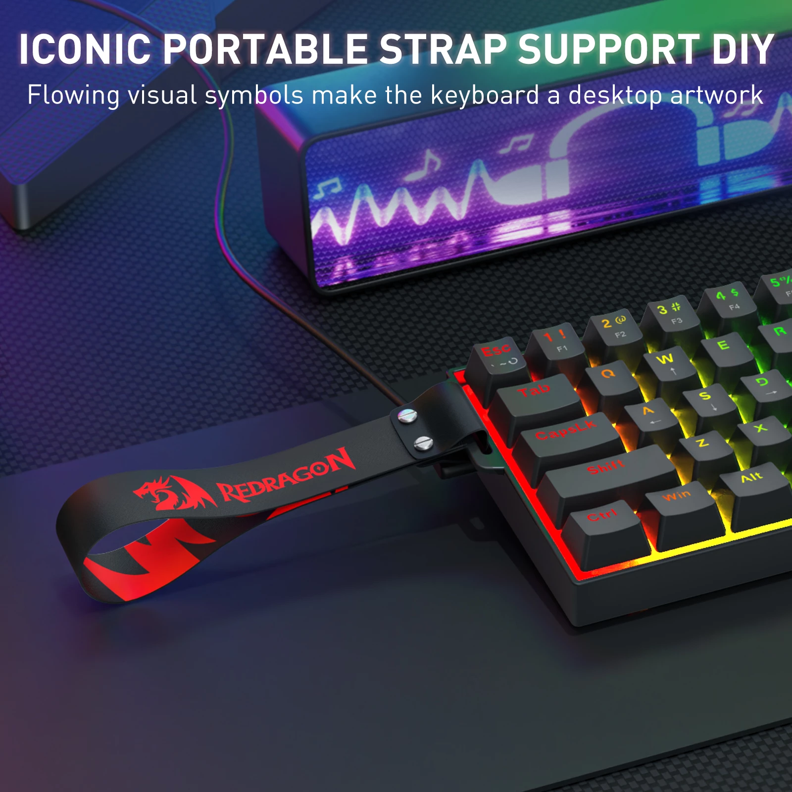 Tastierë gaming me kabllo Redragon Fizz Magnetic Plus K617RGB-MP, Hall Effect, 60% (61 taste), 8000Hz, RGB, USB-C e heqshme, e zezë