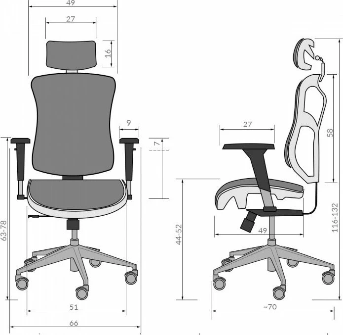 Karrige zyre Diablo Chairs V-Basic, me rrota dhe mbështetëse krahu, e zezë/gri
