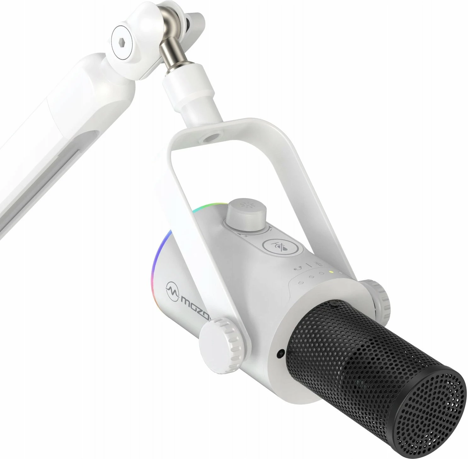 Mikrofon Mozos TAM8 v2 dinamik kardioid USB-C/XLR 192kHz/24-bit, i bardhë, set me krah (boom arm)